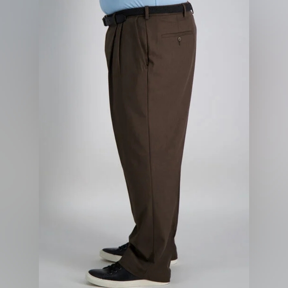 NWT Haggar Big & Tall Cool 18 Pro brown heather pleat front pants - Picture 2 of 8